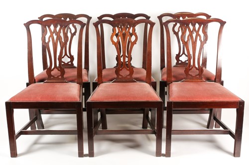 Lot 332 - A set of six George III style mahogany dining...