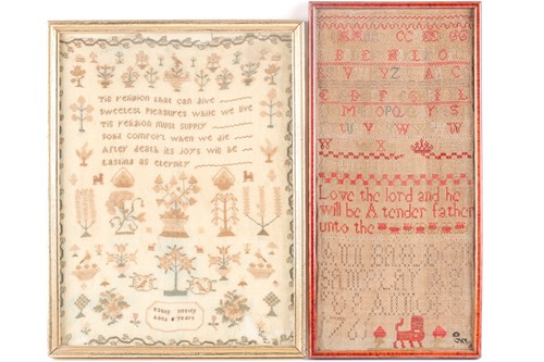 Lot 266 - An early Geo III needlework sampler, alpha...