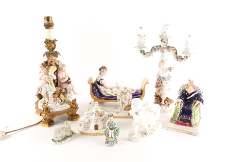 Lot 220 - A Sitzendorf figure of Madame Recamier, 20th...