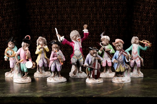 Lot 217 - After Meissen, a nine piece Continental...