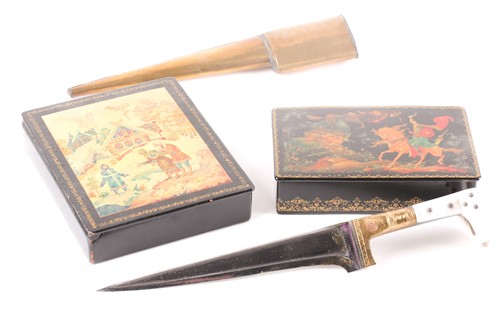 Lot 456 - Two Russian lacquer boxes, 20th century, each...