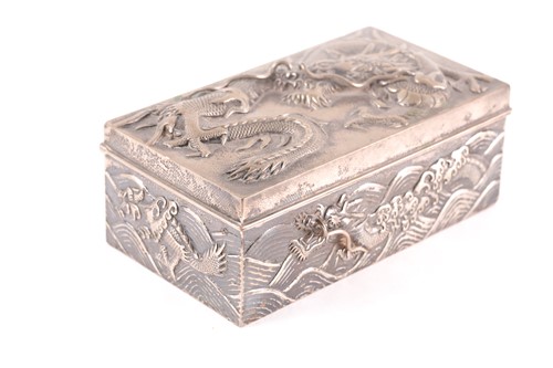 Lot 123 - A Chinese silver cigarette box, circa 1900,...