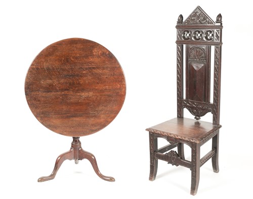 Lot 71 - A tall oak Masters chair, late 19trh century,...