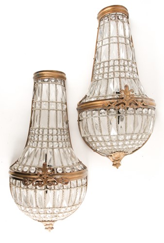 Lot 300 - A pair of decorative bag form wall lights,...