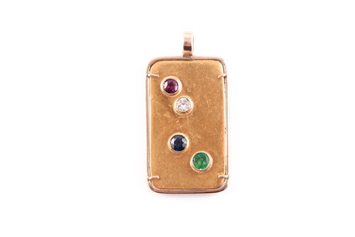 Lot 113 - An unusual yellow metal and gemstone ingot...
