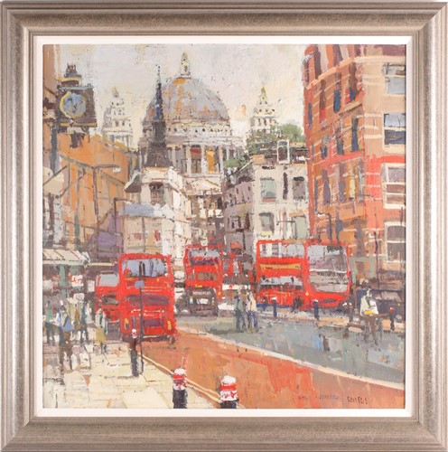 Lot 31 - Robert Wells, London street with St Pauls in...
