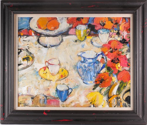 Lot 50 - Peter Mclaren, (B. 1964), Still life with blue...