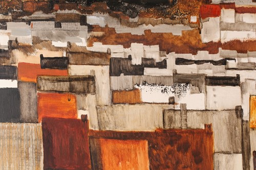 Lot 63 - Richard Ridgewell, Townscape 2, oil on canvas,...