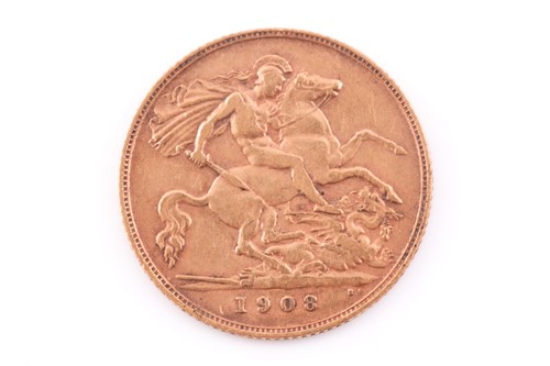 Lot 320 - An Edwardian half sovereign, dated 1908.