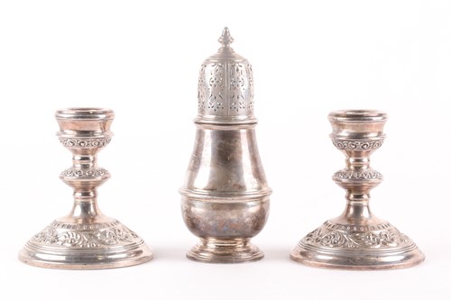 Lot 434 - A pair of 20th-century silver squat dressing...
