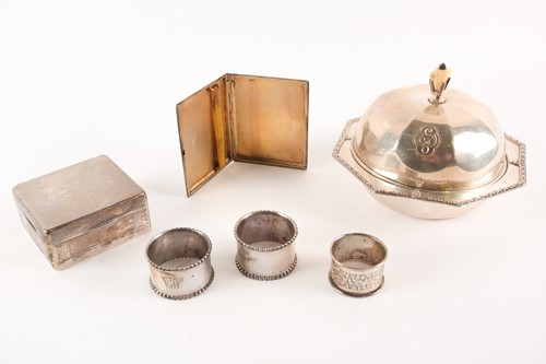Lot 402 - A George V silver octagonal muffin dish,...