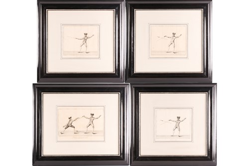 Lot 114 - A set of four framed and glazed monochrome...