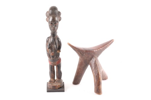 Lot 173 - A Baule colon standing female figure, Ivory...