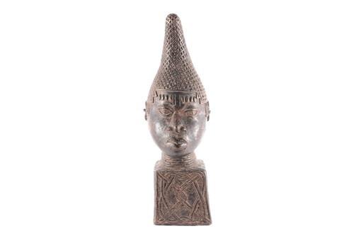 Lot 178 - A large Benin bronze bust of Queen Idia,...