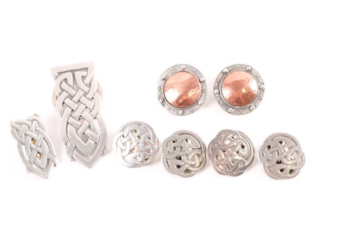 Lot 11 - Three pairs of Liberty pewter clip earrings,...