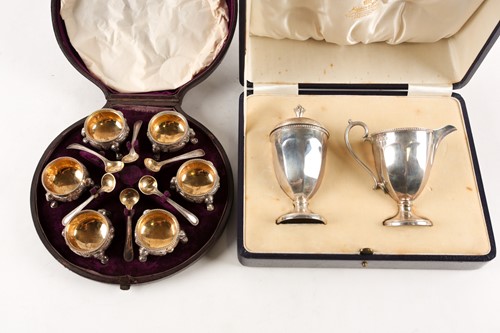Lot 447 - A set of six Victorian silver salts, London...
