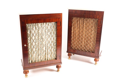 Lot 290 - A pair of Regency style marble-topped rosewood...