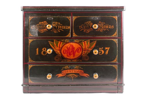 Lot 305 - A decorative painted pine chest of drawers...
