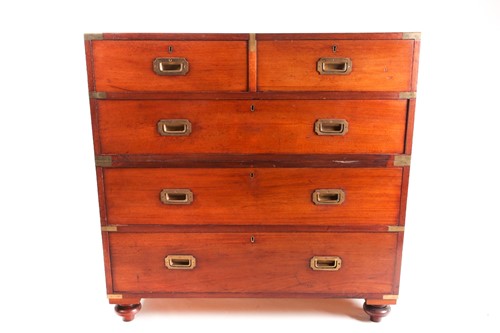 Lot 303 - A 19th-century brass-bound mahogany campaign...