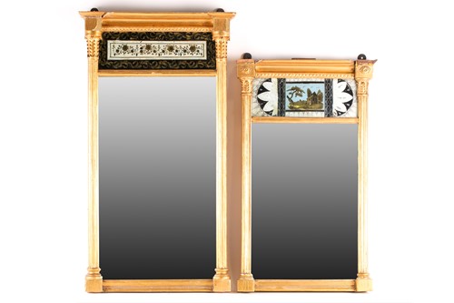 Lot 358 - Two George III gilt framed pier glasses, each...