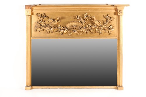 Lot 359 - A George III gilt frame overmantel mirror,...