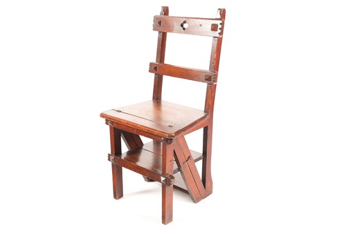 Lot 314 - A Victorian golden oak gothic style folding...