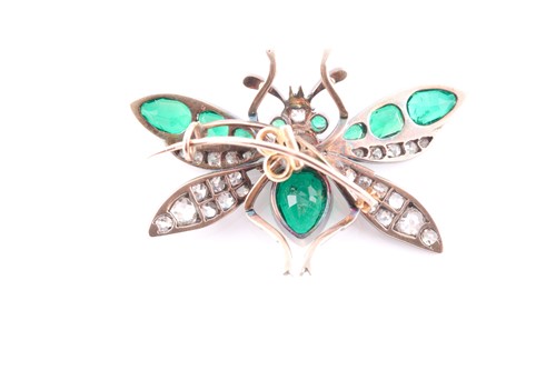 Lot 158 - A Victorian diamond and emerald insect brooch...
