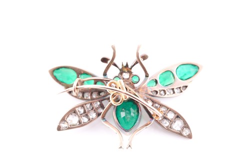 Lot 158 - A Victorian diamond and emerald insect brooch...