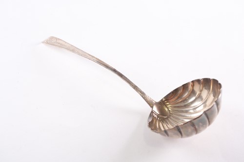 Lot 435 - A late 18th century Irish soup ladle; Dublin...
