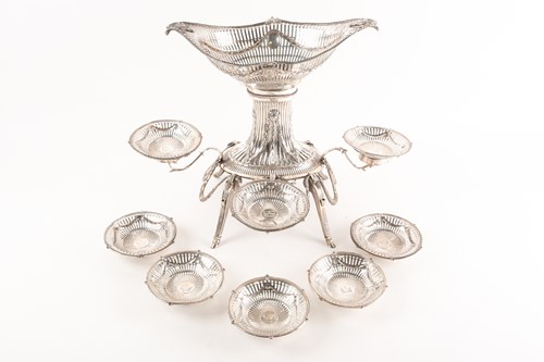 Lot 442 - A George III Irish silver epergne; principally...