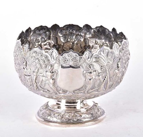 Lot 409 - A 20th century Burmese white metal pedestal...