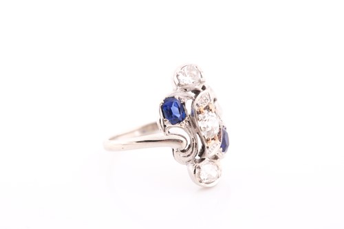 Lot 225 - A diamond and sapphire ring, in the Art...