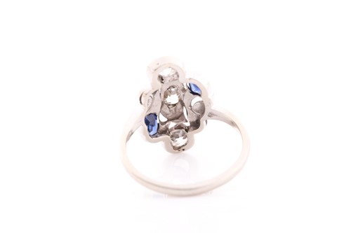 Lot 225 - A diamond and sapphire ring, in the Art...