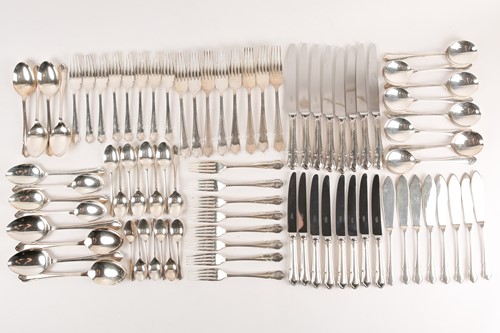 Lot 368 - A 20th century part canteen of silver "Dubarry"...