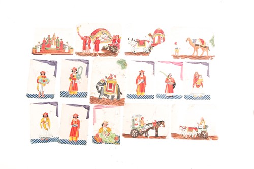 Lot 160 - A group of fifteen Indian Company School mica...