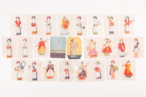 Lot 153 - Twenty three Indian Company School mica...