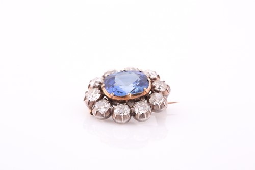 Lot 155 - A fine Victorian sapphire and diamond brooch,...