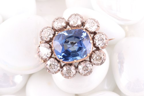Lot 155 - A fine Victorian sapphire and diamond brooch,...