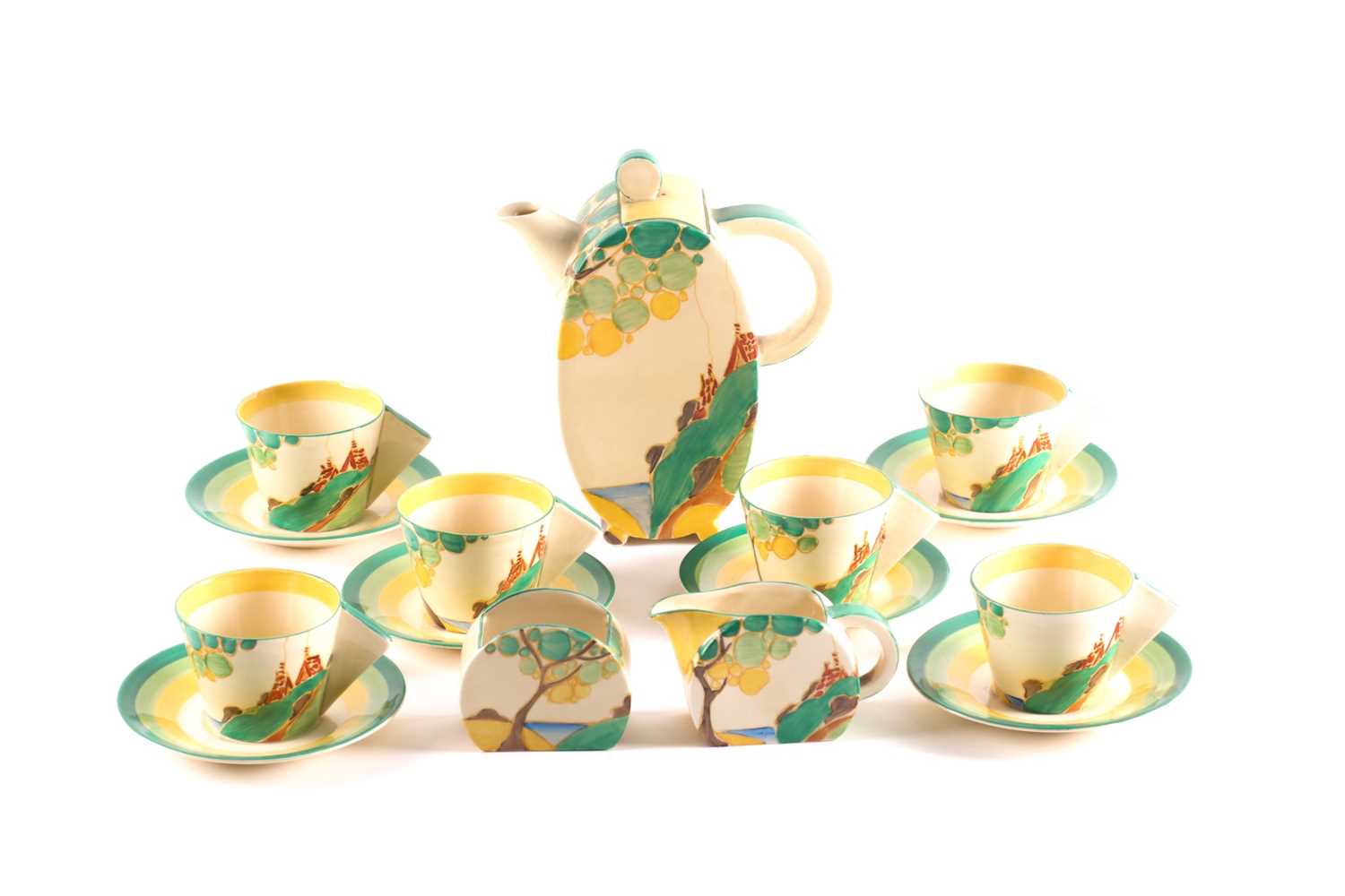 Lot 543 - A Clarice Cliff Bon Jour coffee service, circa...