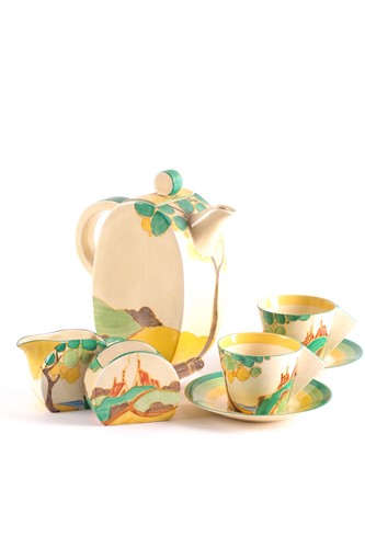 Lot 543 - A Clarice Cliff Bon Jour coffee service, circa...