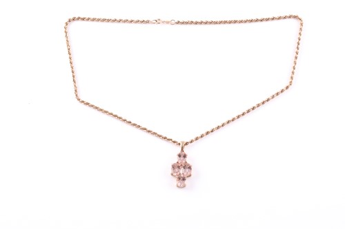 Lot 97 - A 9ct yellow gold and morganite pendant, set...
