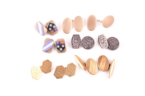 Lot 23 - A pair of 18 carat gold cufflinks; the...
