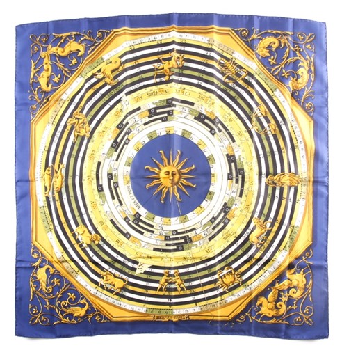 Lot 331 - Hermes, Paris. A polychrome zodiac scarf, with...
