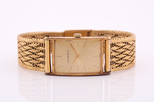 Lot 363 - A yellow metal Juvenia watch, the rectangular...
