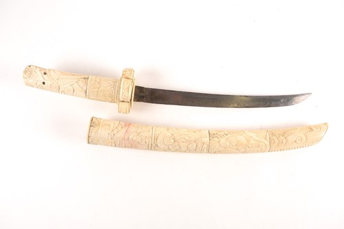 Lot 245 - A Japanese Meiji period Wakizashi with bone...
