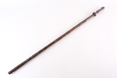 Lot 257 - A Baule Colonial bronze staff, Nigeria, the...