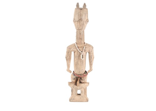 Lot 260 - A large Bantu seated female figure, Nigeria, a...