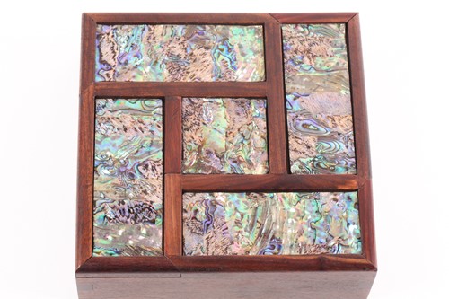 Lot 146 - A Chinese hardwood and abalone bijouterie box,...