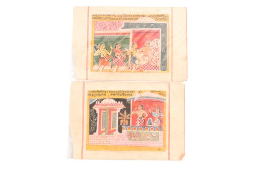 Lot 168 - A pair of Indian watercolour pages painted...