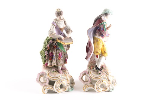 Lot 159 - A pair of Derby style porcelain figures,...